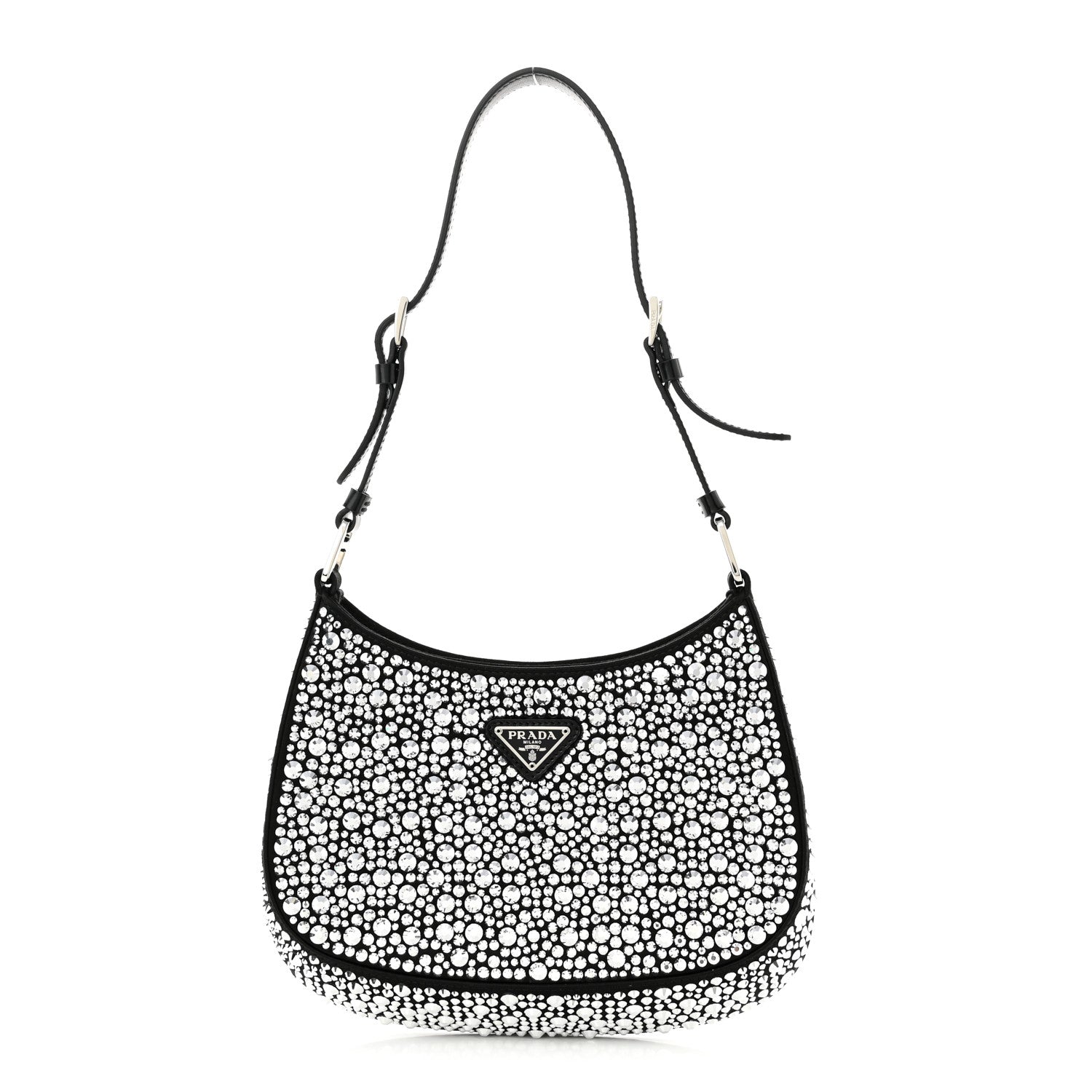 Prada Satin Crystal Cleo Adjustable Strap Shoulder Bag Metal 1 of 10