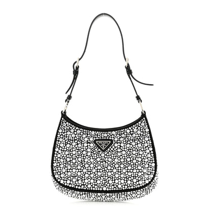 Prada Satin Crystal Cleo Adjustable Strap Shoulder Bag Metal 1 of 10
