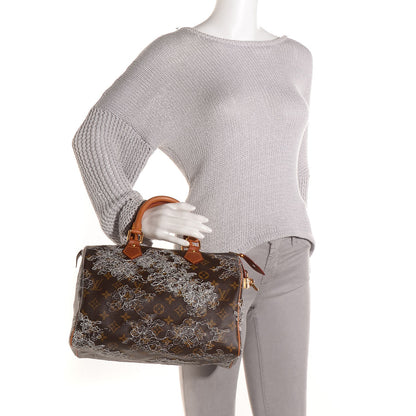 Louis Vuitton Monogram Dentelle Speedy 30 Silver 2 of 7
