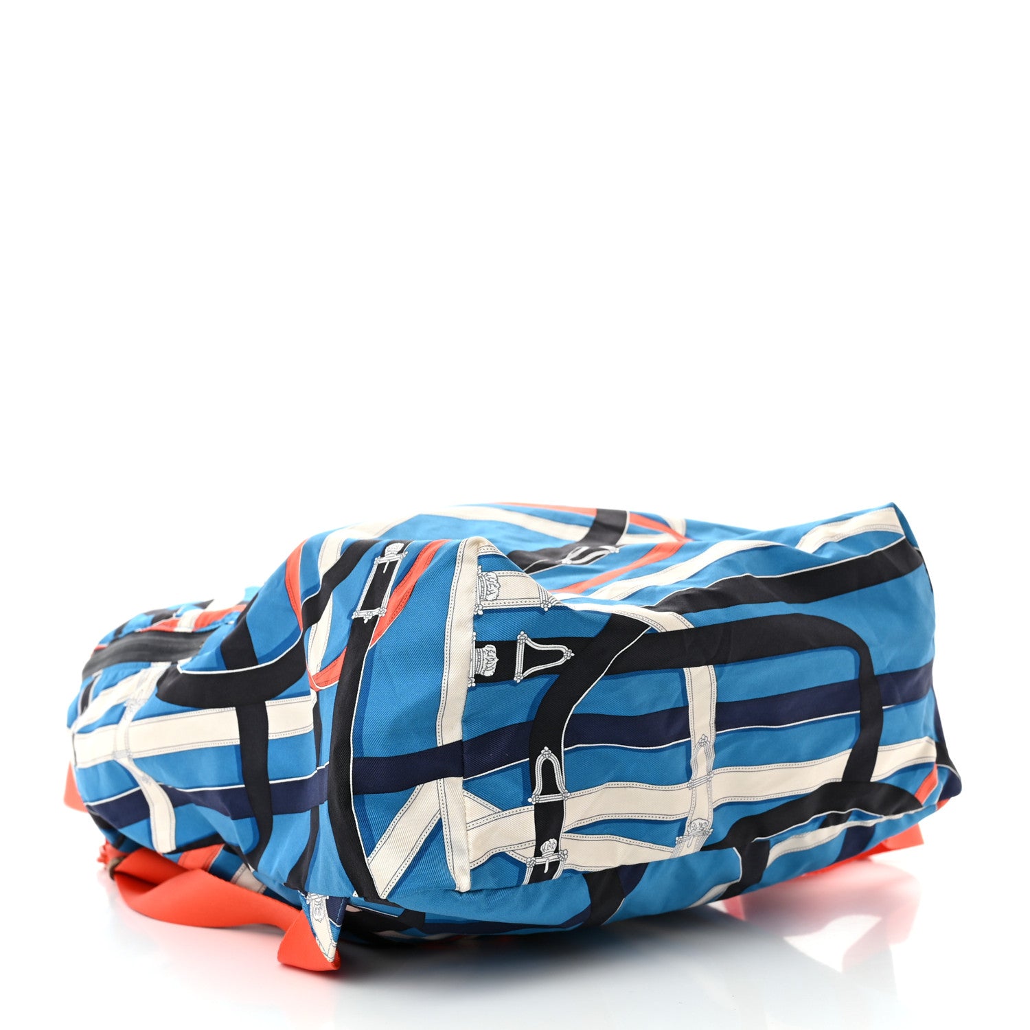 Hermes Silk Barenia Cavalcadour Airsilk Backpack Bleu Zanzibar Orange Poppy Fauve 3 of 8