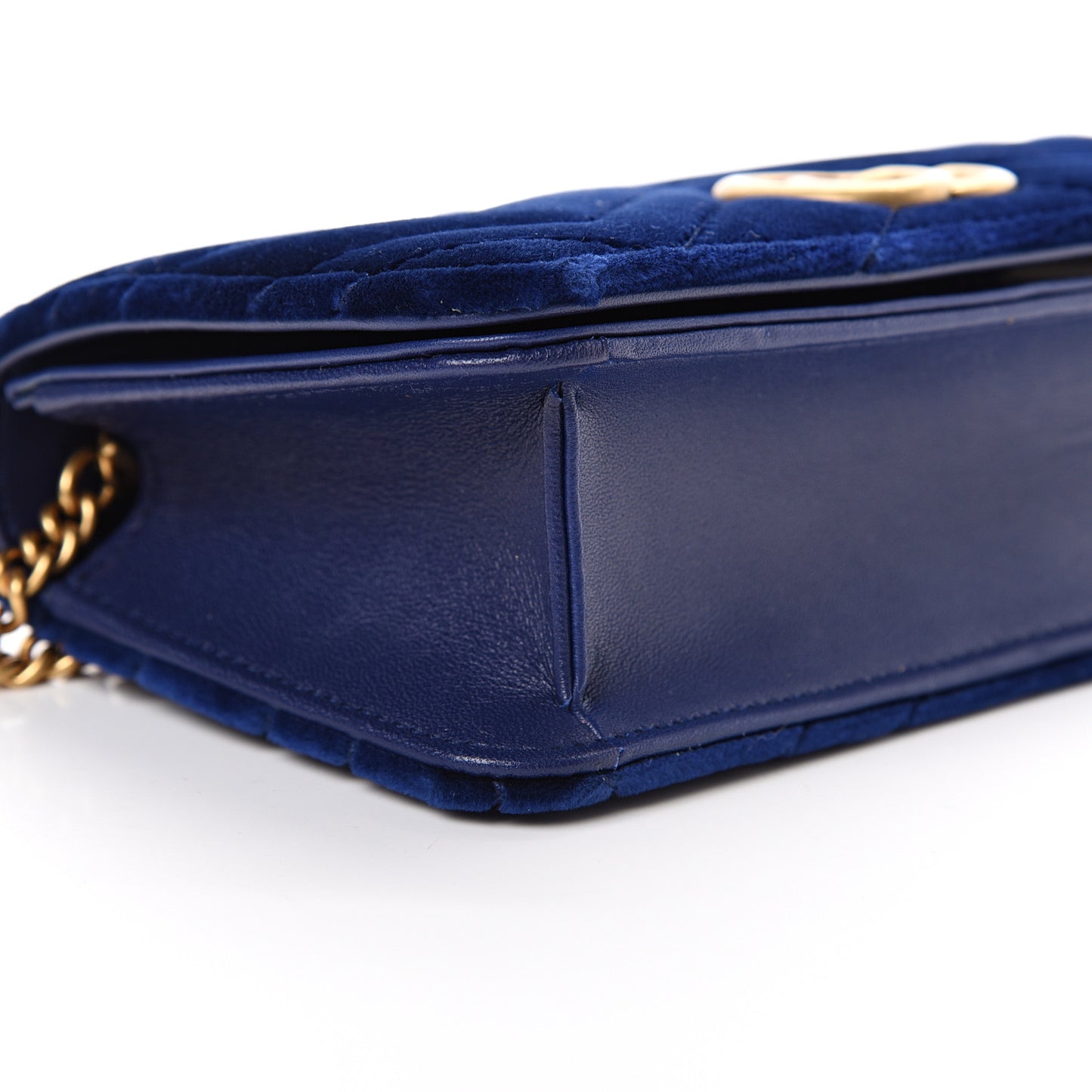 Velvet Matelasse GG Marmont Mini Bag Cobalt Blue