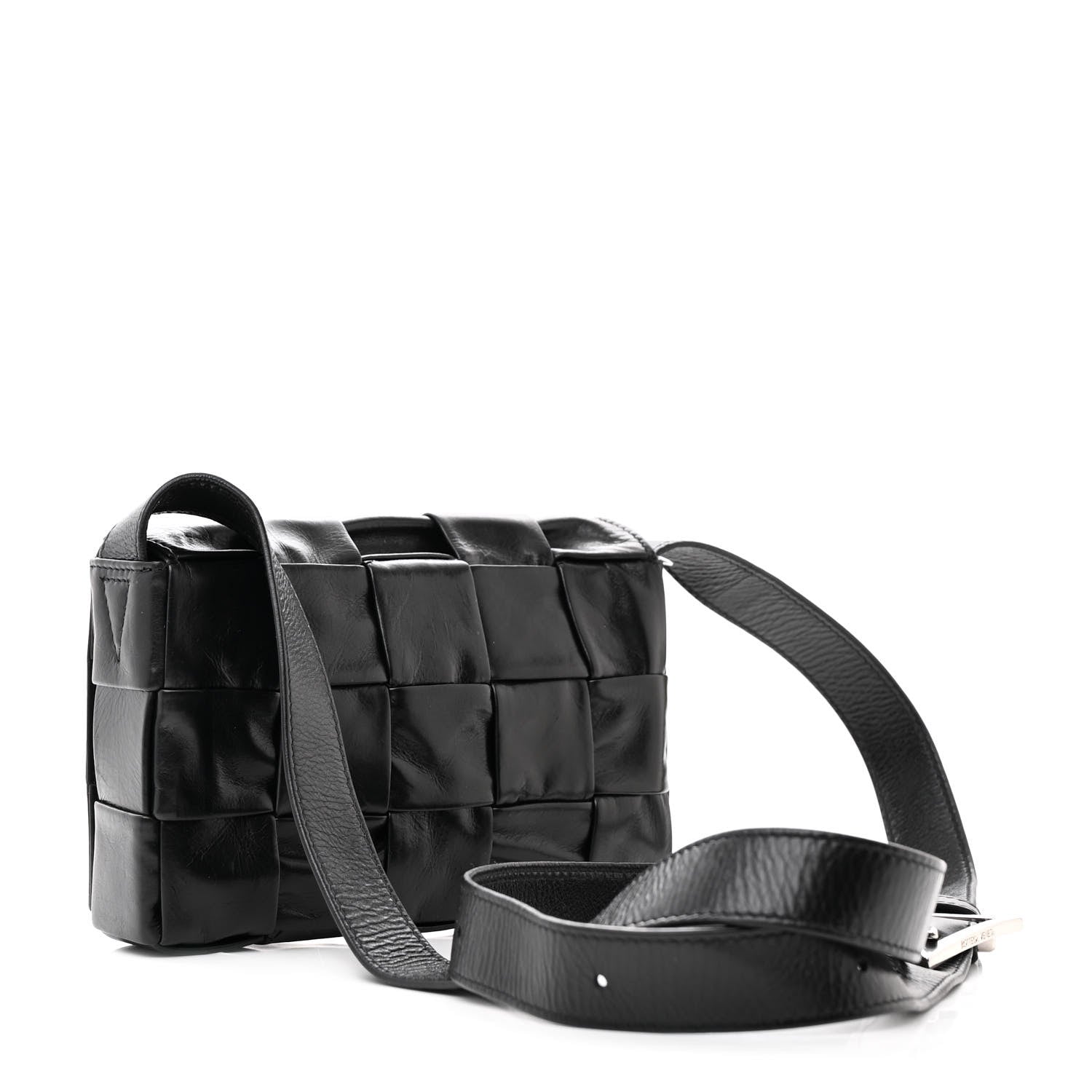 Bottega Veneta Paper Calfskin Maxi Intreccio Small Cassette Crossbody Bag Black 3 of 10