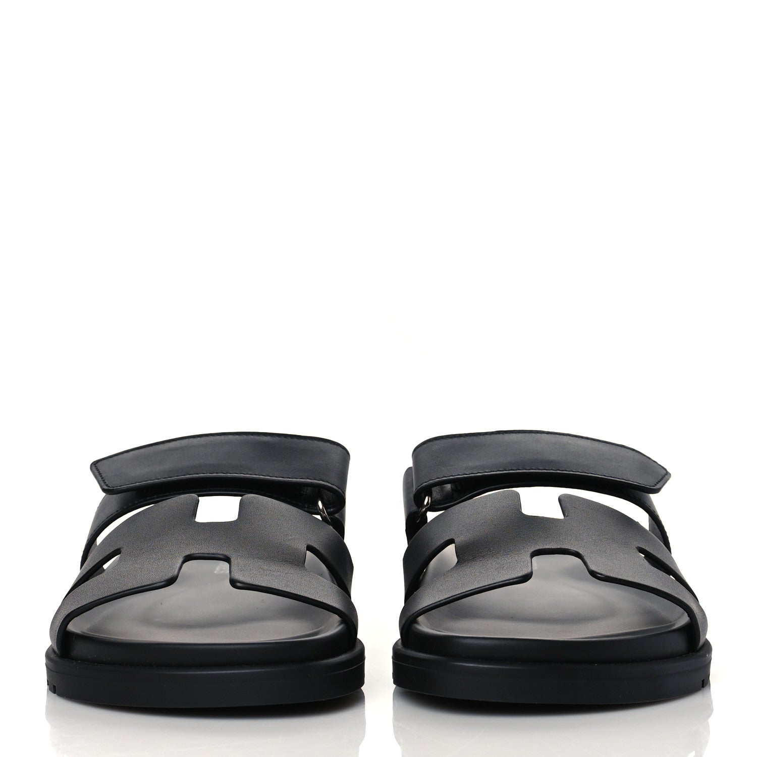 Hermes Calfskin Womens Chypre Sandals 35.5 Black 2 of 9