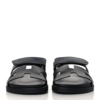 Hermes Calfskin Womens Chypre Sandals 35.5 Black 2 of 9