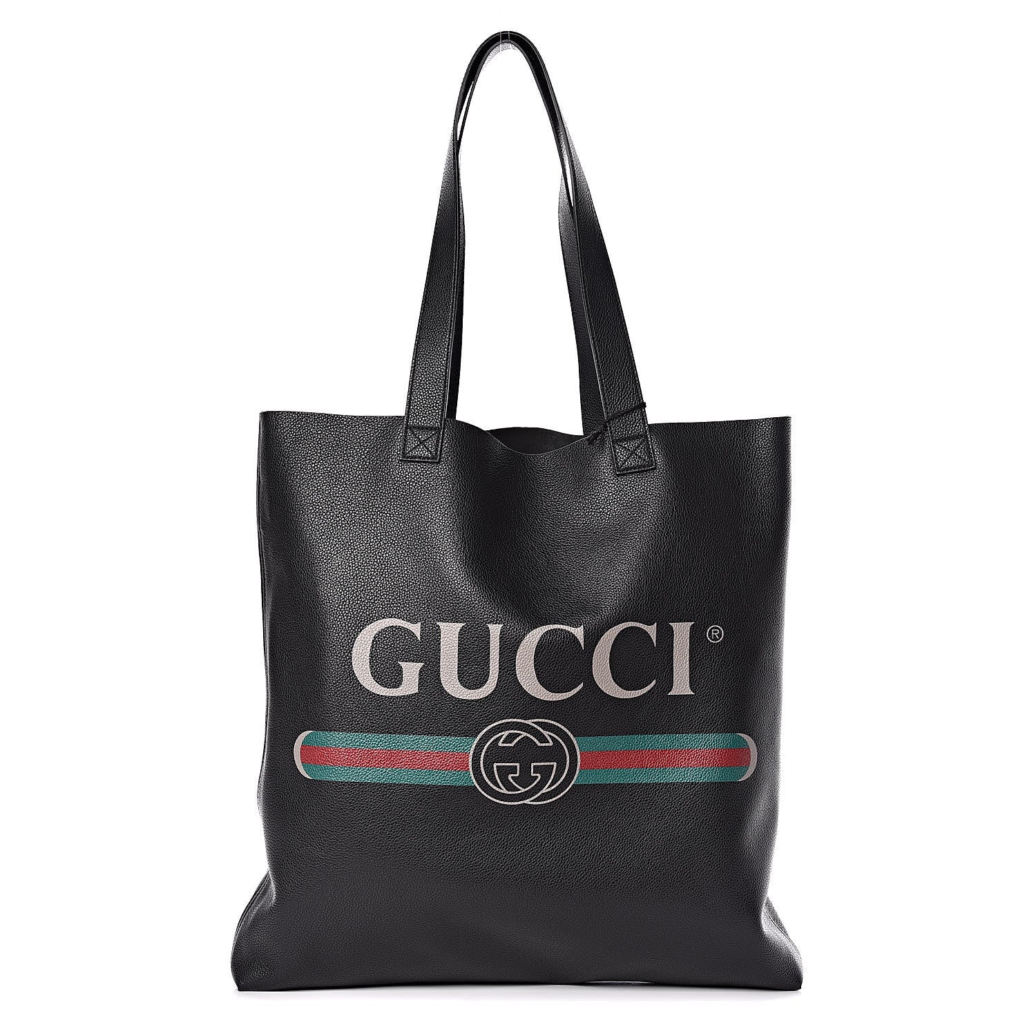 Gucci Calfskin Mens Logo Vertical Shopping Tote Black 1 of 11