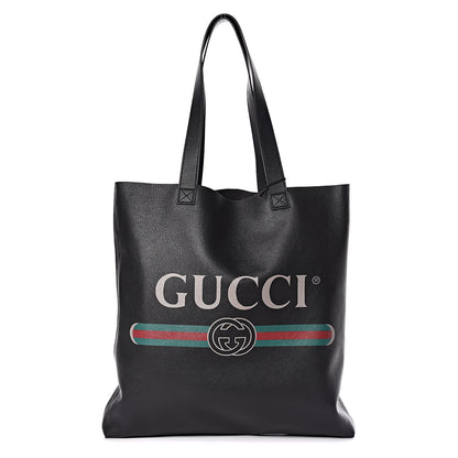 Gucci Calfskin Mens Logo Vertical Shopping Tote Black 1 of 11