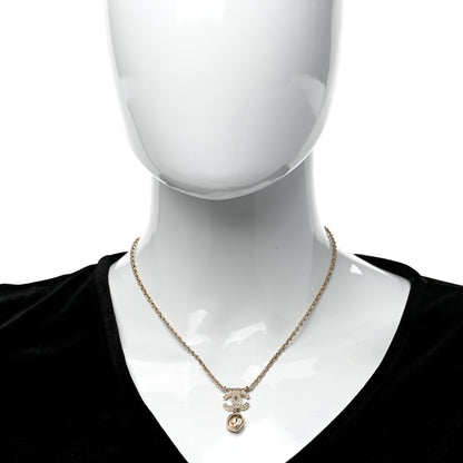 Chanel Crystal Pearl CC Necklace Pearly White Gold 2 of 5