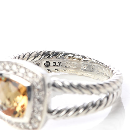 David Yurman Sterling Silver Diamond Citrine 7mm Petite Albion Ring 53 6.25 5 of 5