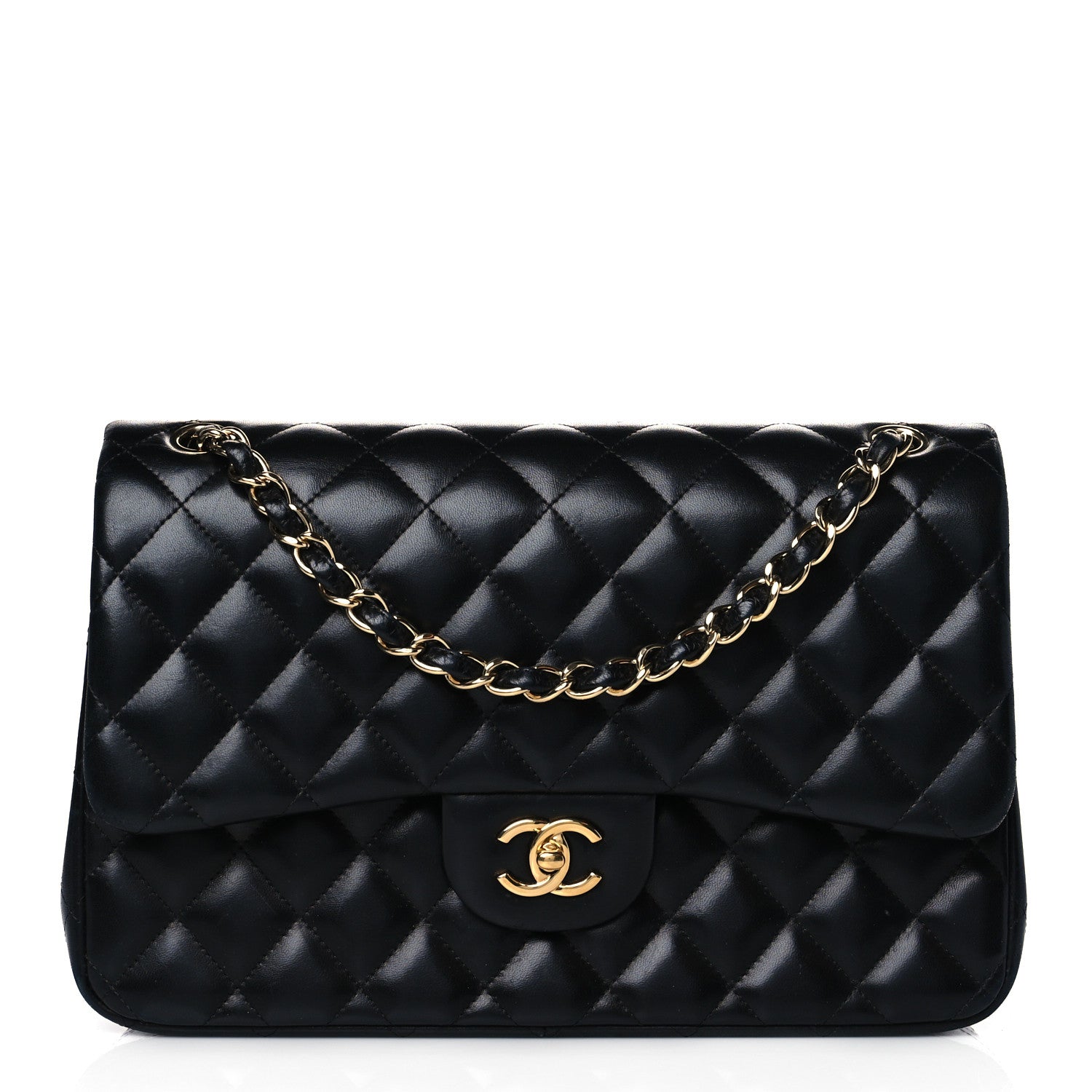 Chanel Lambskin Quilted Jumbo Double Flap Black 1 of 13