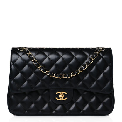 Chanel Lambskin Quilted Jumbo Double Flap Black 1 of 13