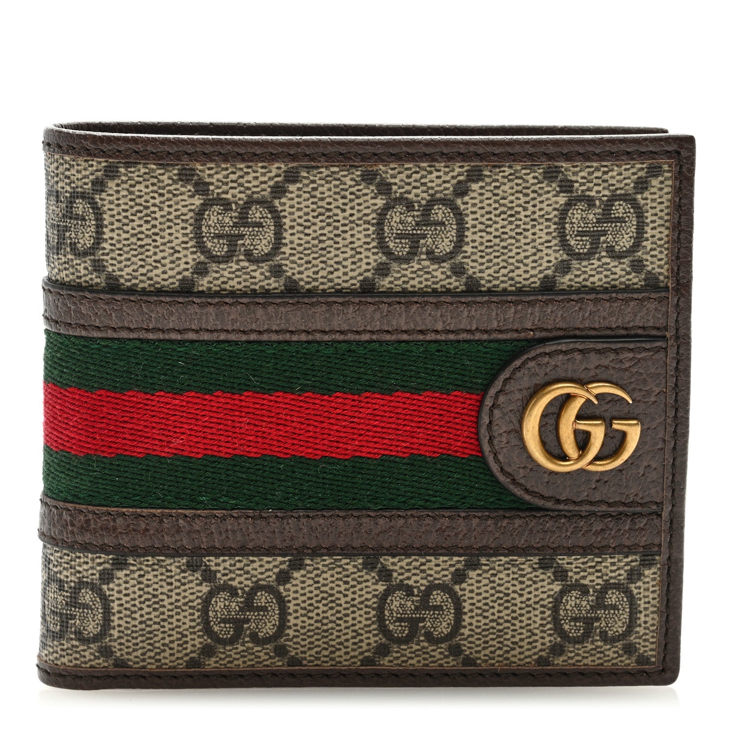 Gucci GG Supreme Monogram Web Mens Ophidia Bi-Fold Coin Wallet Beige New Acero 1 of 6