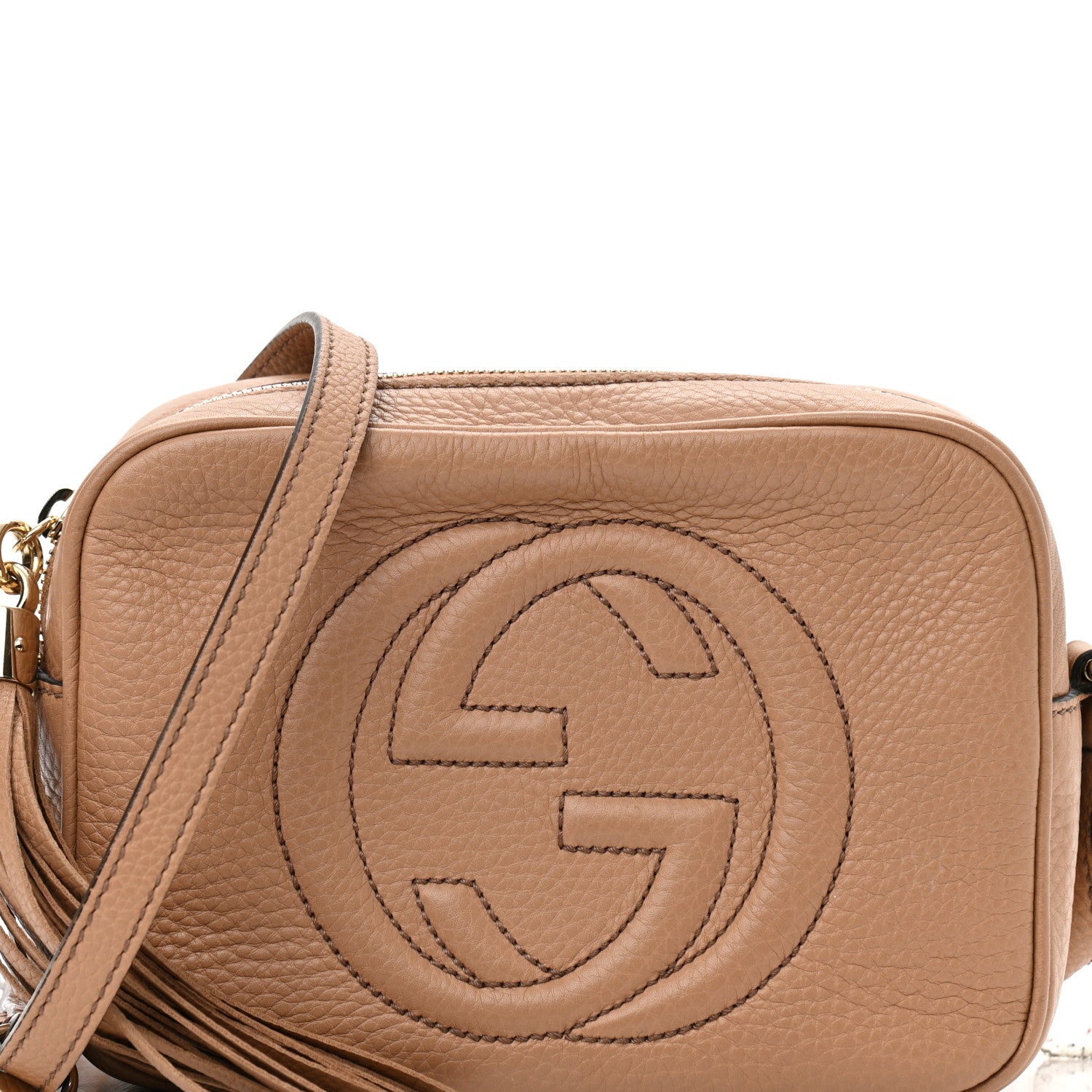 Gucci Pebbled Calfskin Small Soho Disco Bag Camelia 8 of 12