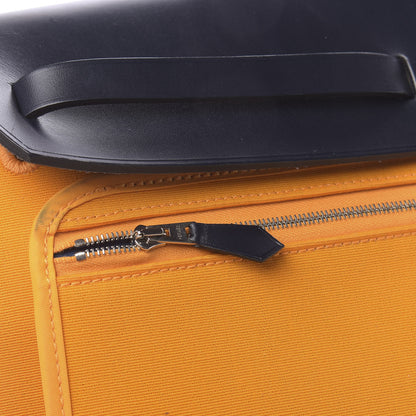 Hermes Vache Hunter Toile Herbag Zip 39 MM Jaune D'or Bleu Izmir Bleu Royale 17 of 19