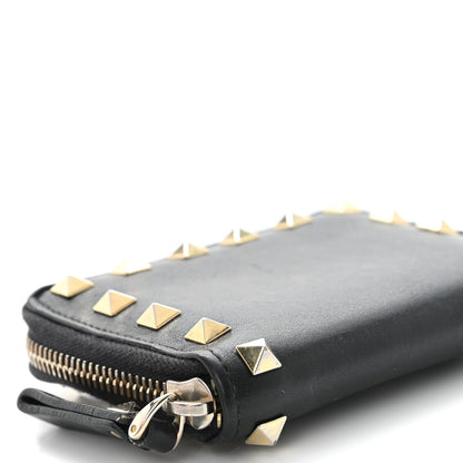 Valentino Garavani Vitello Rockstud Zip Around Card Holder Wallet Black 9 of 10