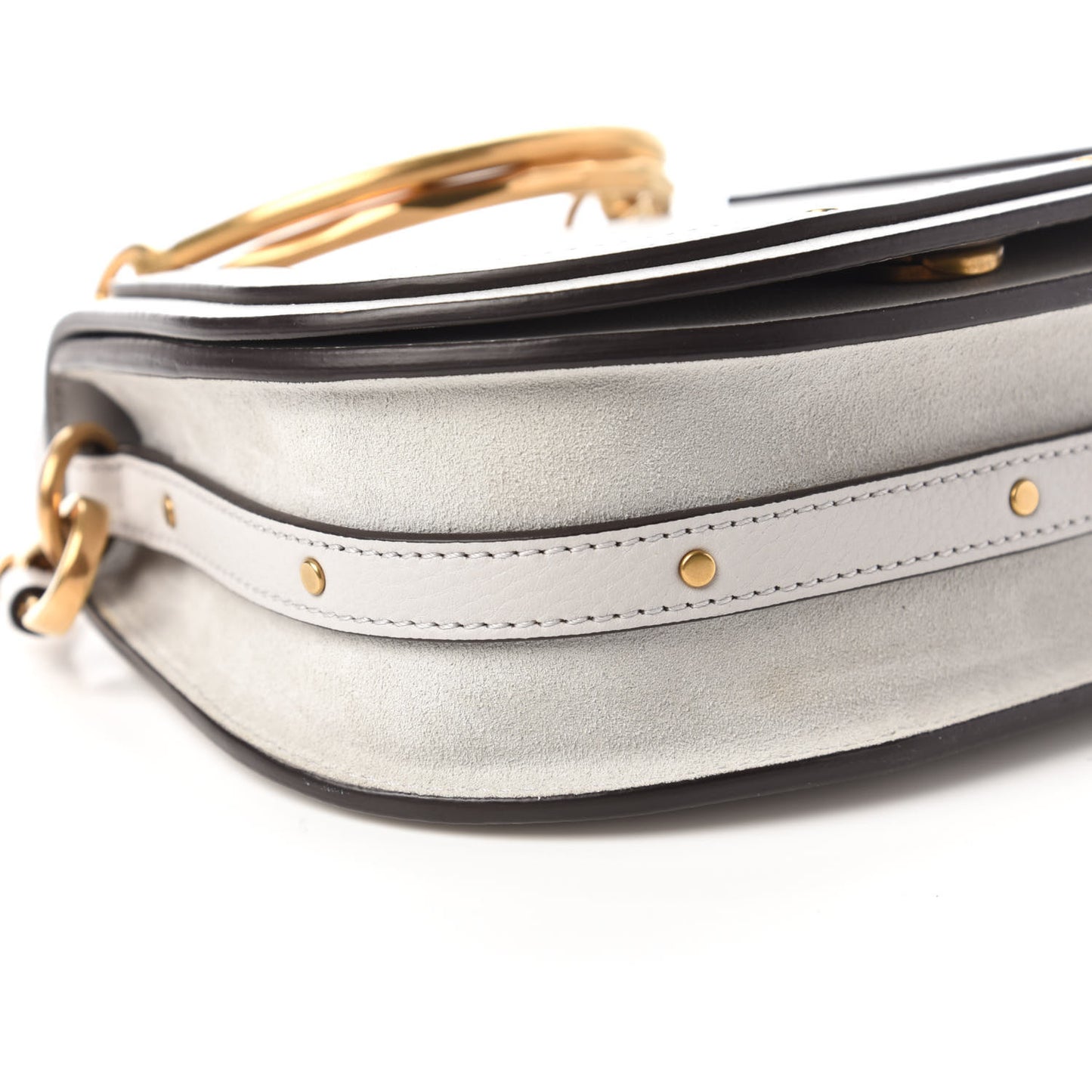 Calfskin Suede Small Nile Bracelet Bag Airy Grey