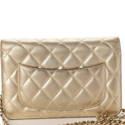 Chanel Metallic Lambskin Quilted Wallet On Chain WOC Gold 11 of 12