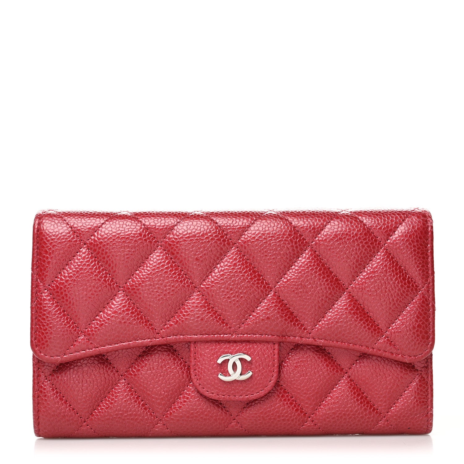 Chanel Metallic Caviar Quilted Large Flap Wallet Dark Pink 1 of 12