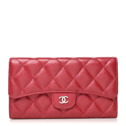 Chanel Metallic Caviar Quilted Large Flap Wallet Dark Pink 1 of 12