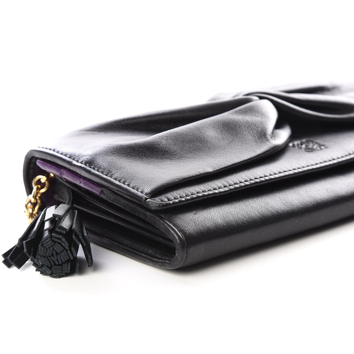 Nappa Bow Chain Wallet Black