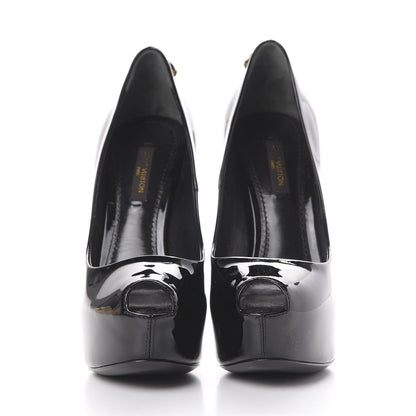 Louis Vuitton Patent Oh Really Peep Toe Pumps 35 Black 2 of 11