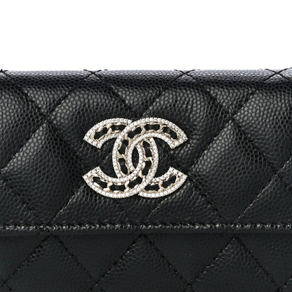 Chanel Caviar Quilted Crystal CC Flap Card Holder Black 9 of 12