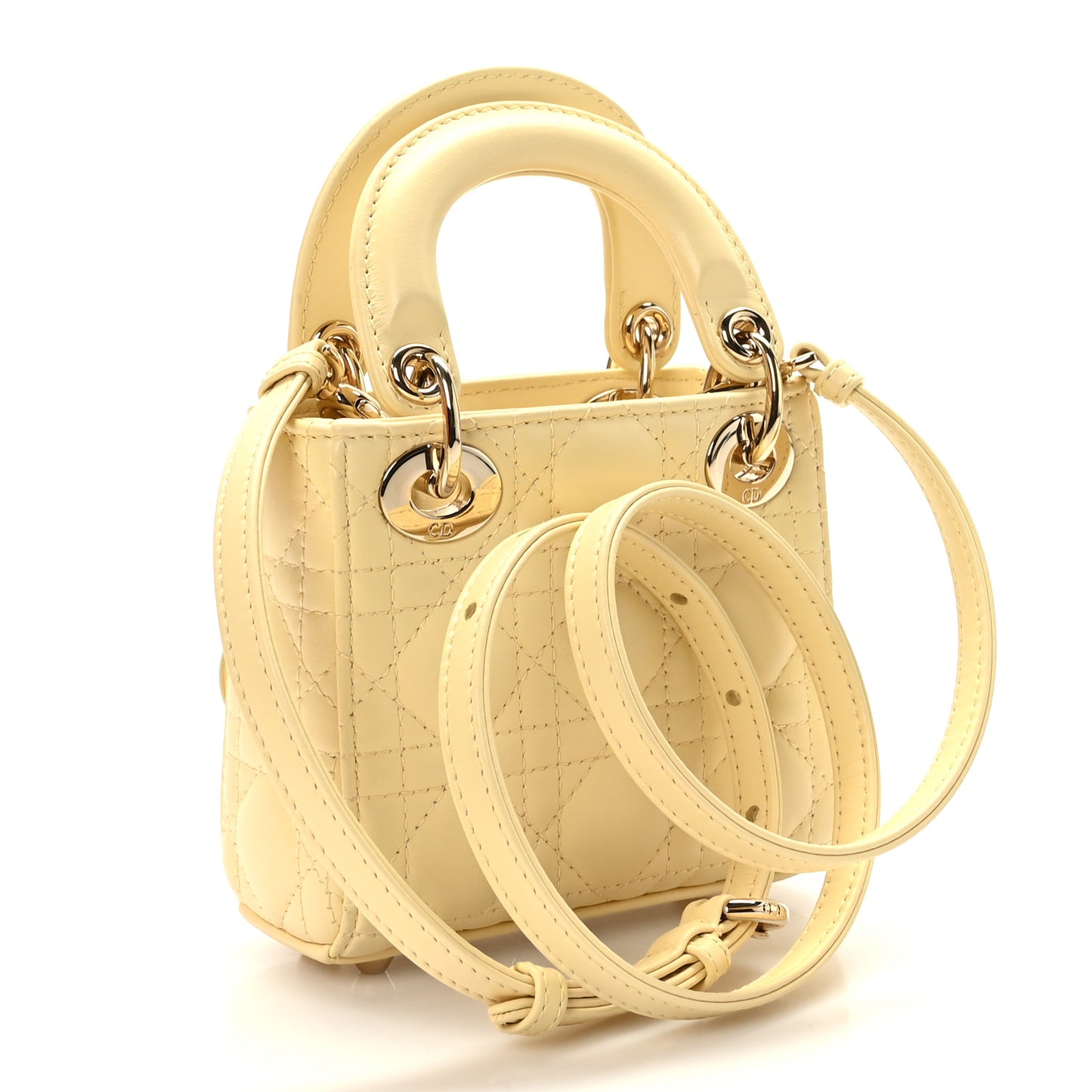 Lambskin Cannage Micro Lady Dior Soft Yellow