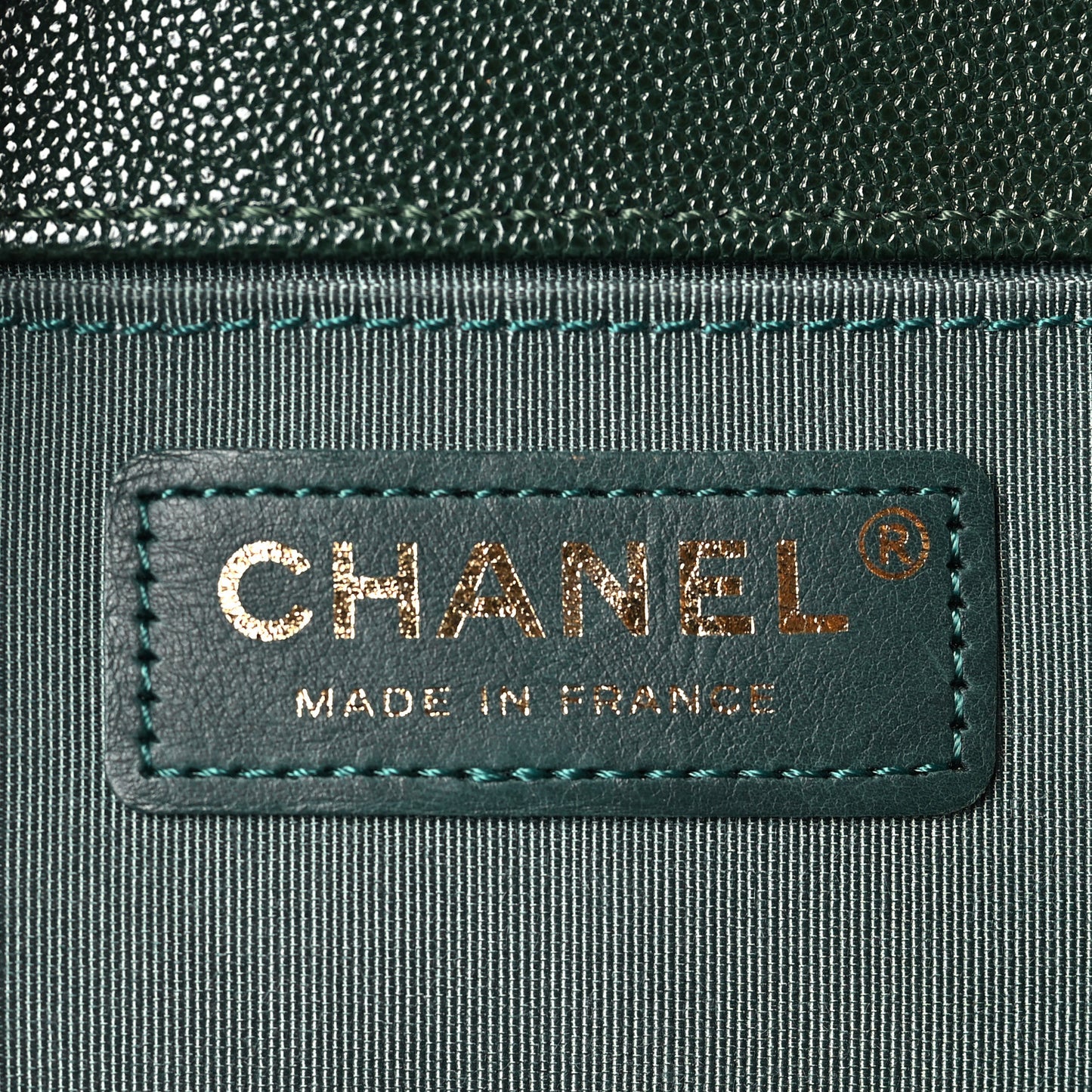 Caviar Chevron Quilted Medium Boy Flap Dark Green