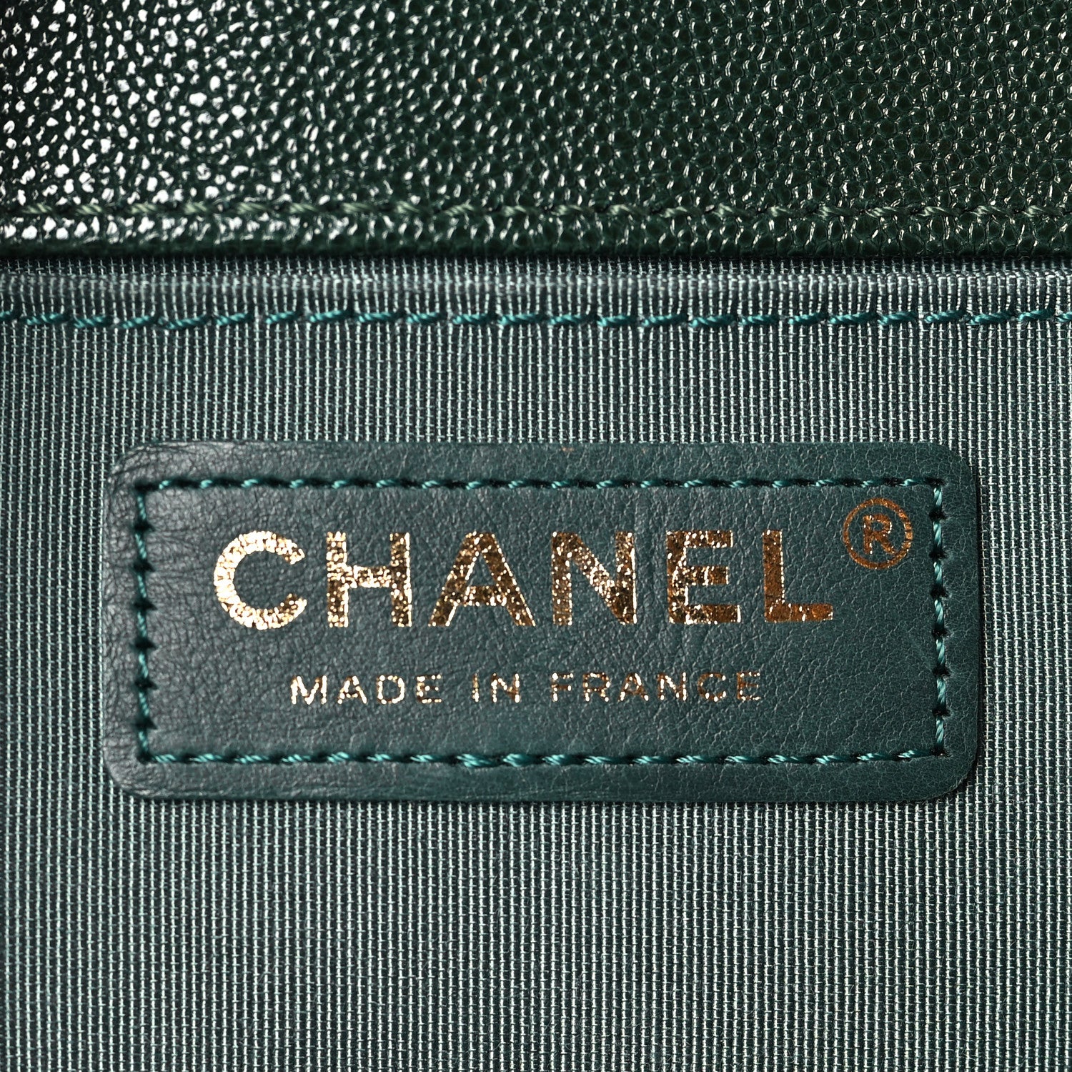 Chanel Caviar Chevron Quilted Medium Boy Flap Dark Green 6 of 9