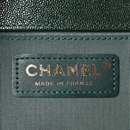 Chanel Caviar Chevron Quilted Medium Boy Flap Dark Green 6 of 9