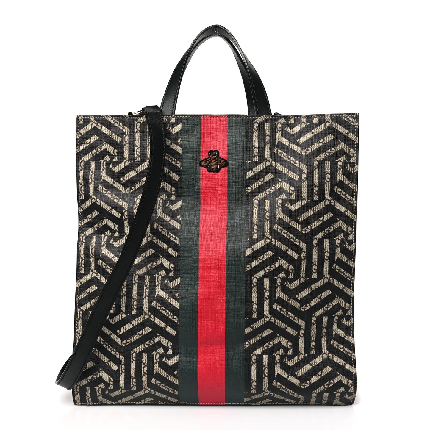 GG Supreme Monogram Caleido Web Vertical Tote Black