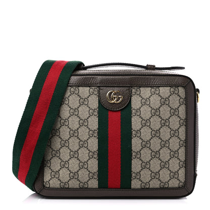 Gucci GG Supreme Monogram Web Small Ophidia Top Handle Shoulder Bag Brown 1 of 11