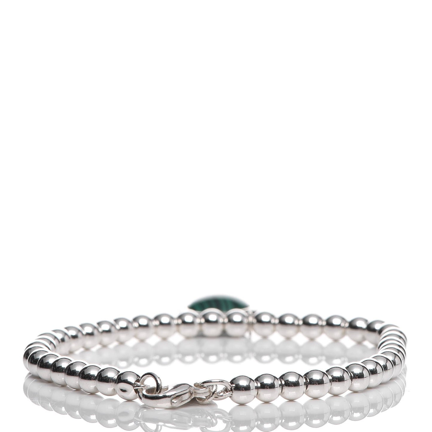 Sterling Silver Malachite Bead Bracelet