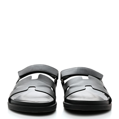 Hermes Calfskin Mens Chypre Sandals 44 Black 2 of 9