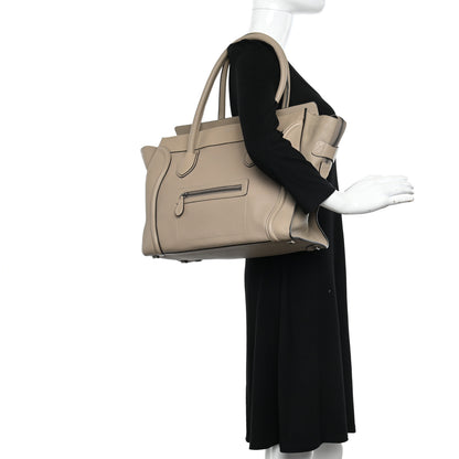 Celine Drummed Calfskin Shoulder Luggage Dune 2 of 13