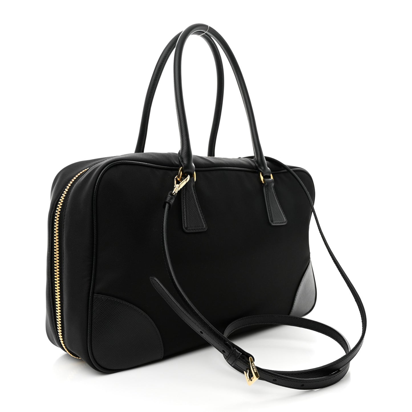 Re-Nylon Saffiano Large Re-Edition 1978 Two Handle Bag Black