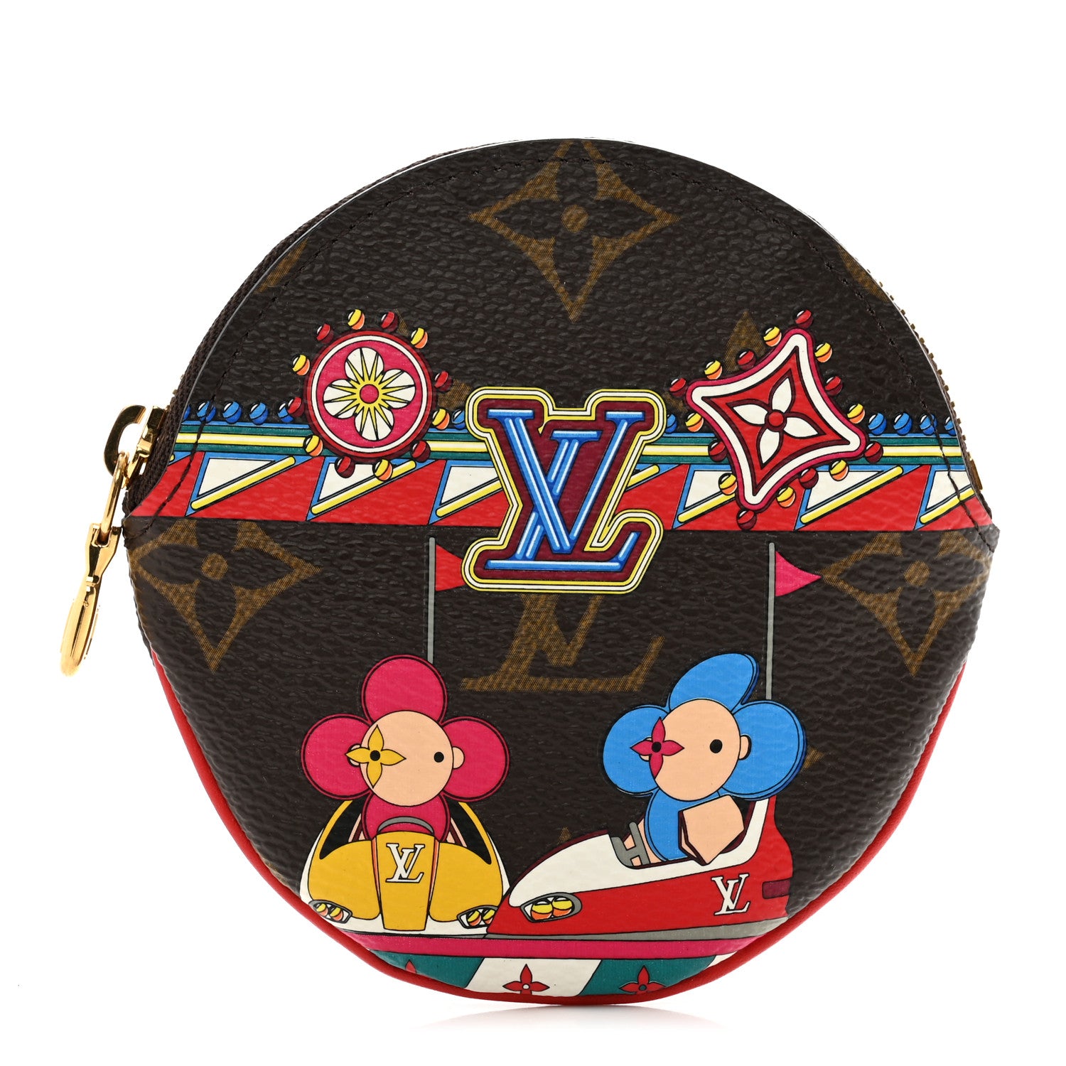 Louis Vuitton Monogram 2020 Christmas Animation Bumper Cars Round Coin Purse Coquelicot 1 of 6