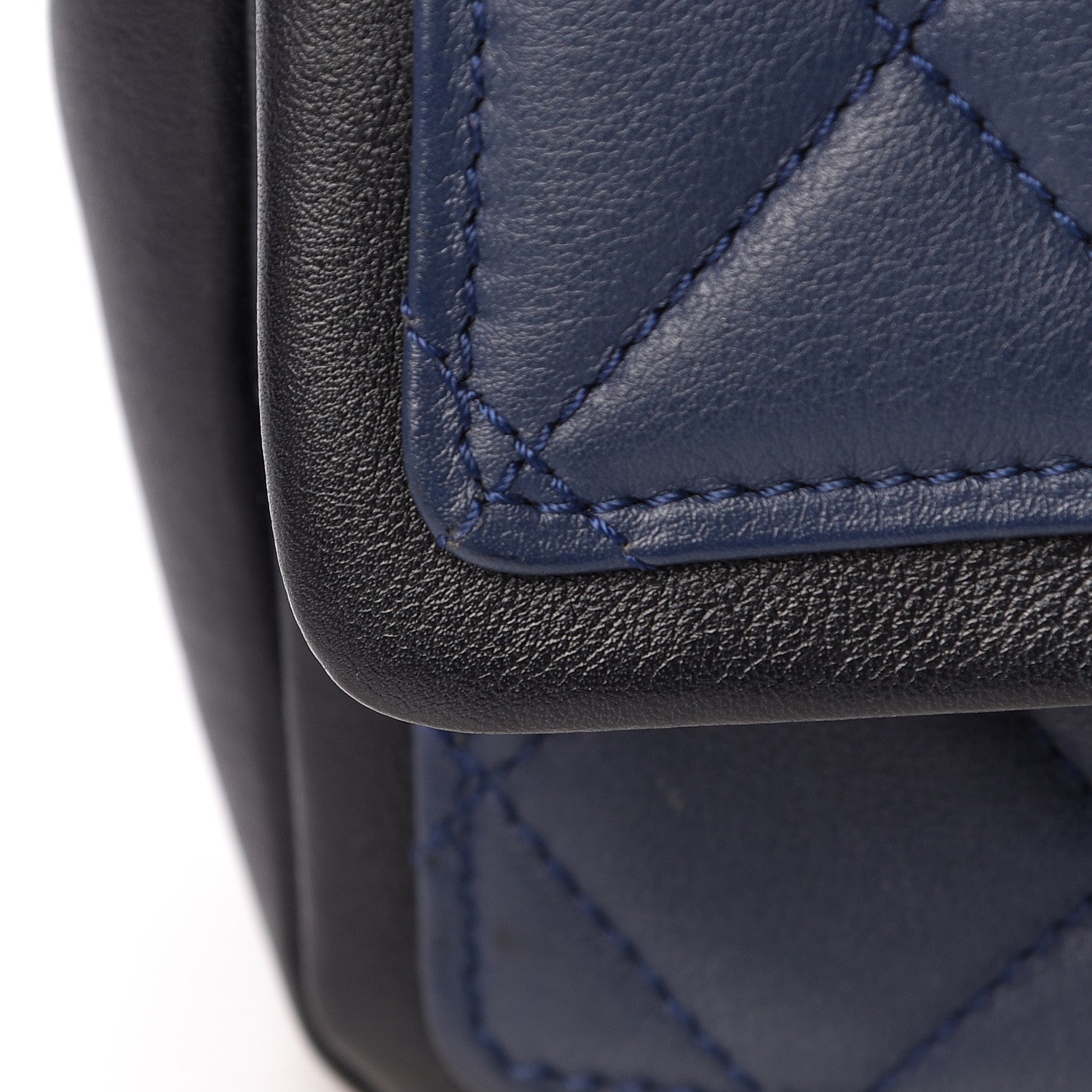 Chanel Lambskin Quilted Medium Graphic Flap Navy Black 11 of 12