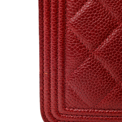 Chanel Caviar Quilted Boy Wallet On Chain WOC Red 13 of 13