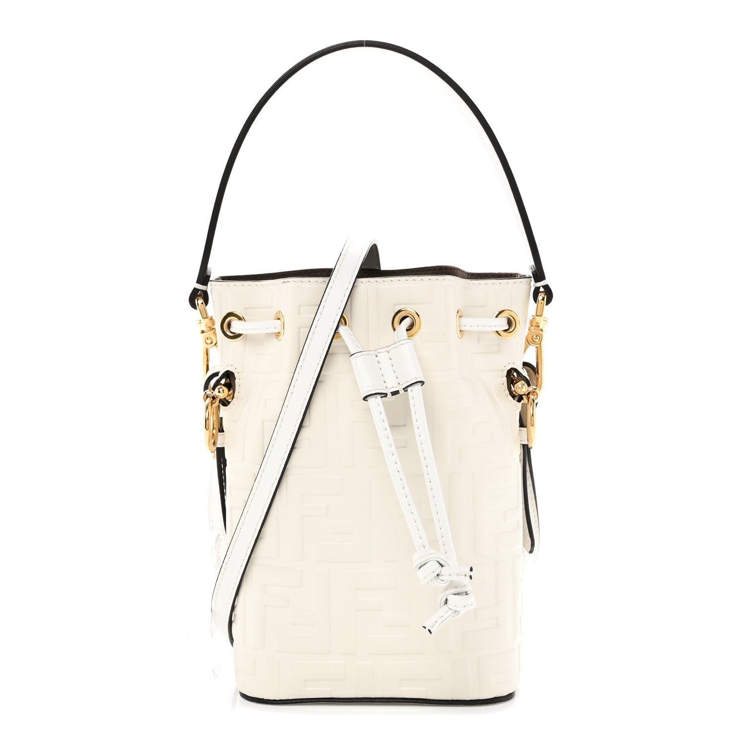 Fendi Vitello Liberty F Embossed Mini Mon Tresor Bucket Bag White 1 of 10