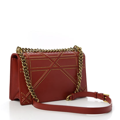Christian Dior Calfskin Studded Medium Diorama Flap Bag Red 3 of 11