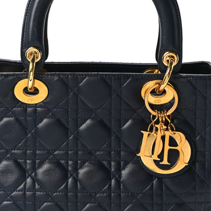 Christian Dior Lambskin Cannage Medium Lady Dior Navy Blue 7 of 9