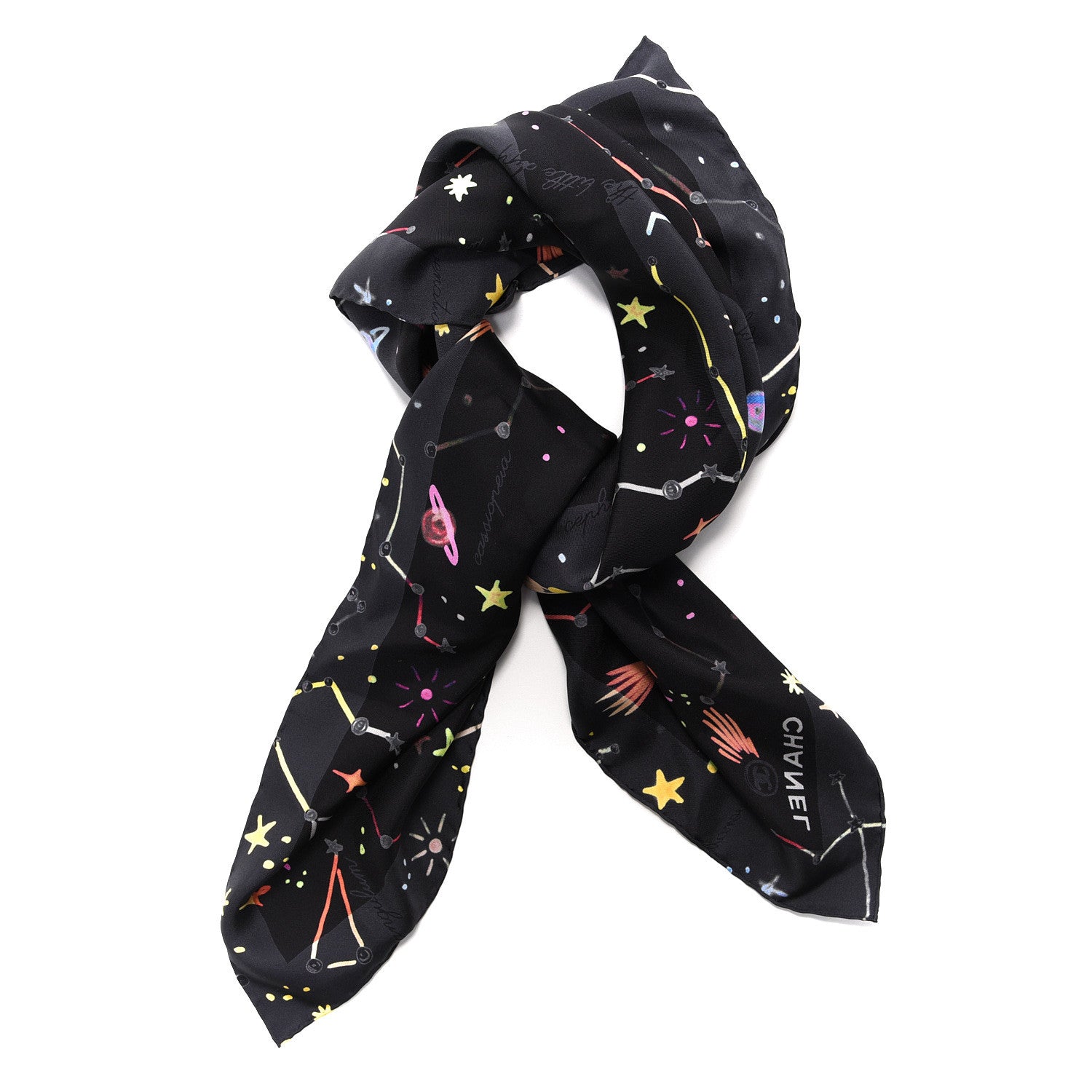 Chanel Silk Space CC Scarf Black 2 of 5