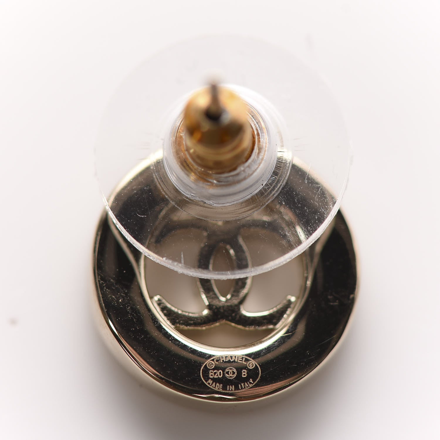 Chanel Metal Crystal CC Round Earrings Gold 4 of 5