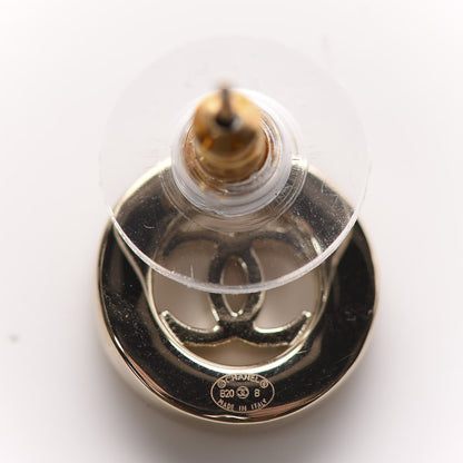 Chanel Metal Crystal CC Round Earrings Gold 4 of 5