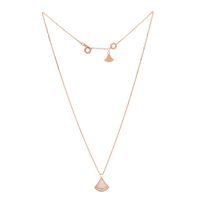 Bulgari 18K Rose Gold Diamond Mother of Pearl Divas' Dream Pave Pendant Necklace 3 of 8