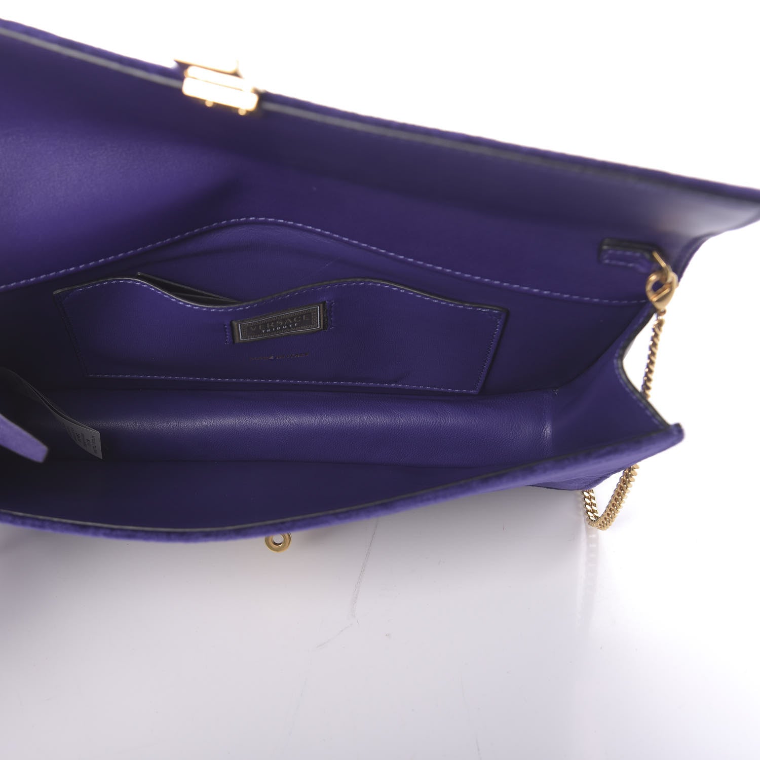 Versace Velluto Vitello Tribute Wallet Chain Crossbody Viola 6 of 10