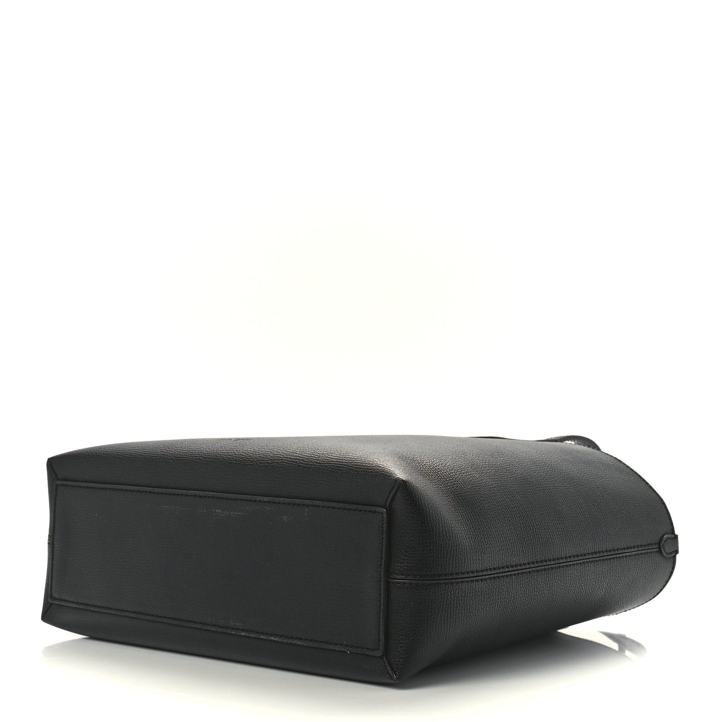 Grainy Calfskin Haymarket Check Medium Reversible Tote Black