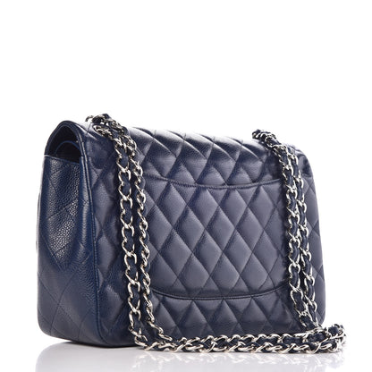 Chanel Caviar Quilted Jumbo Double Flap Navy Blue 3 of 7