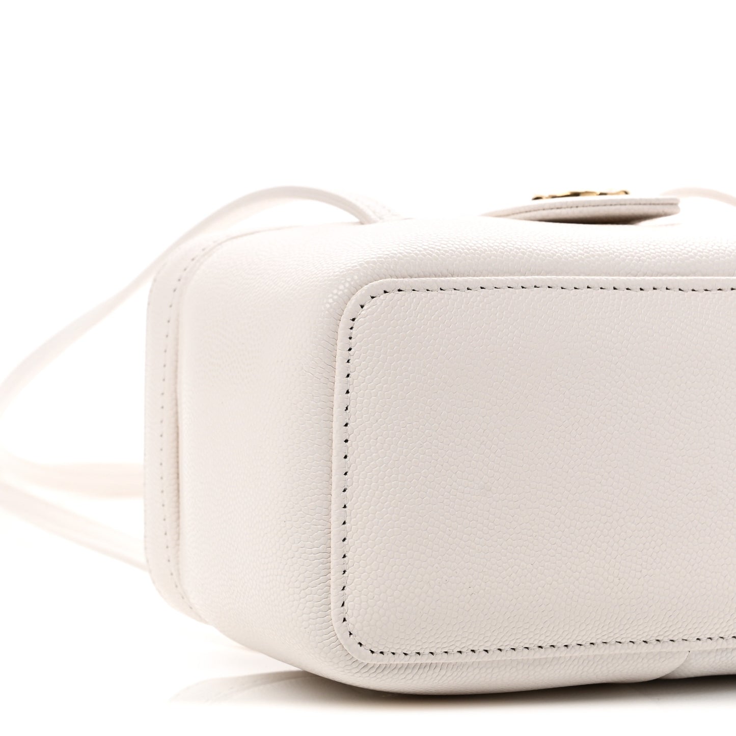 Shiny Caviar Preppy Coco Long Vanity With Strap White
