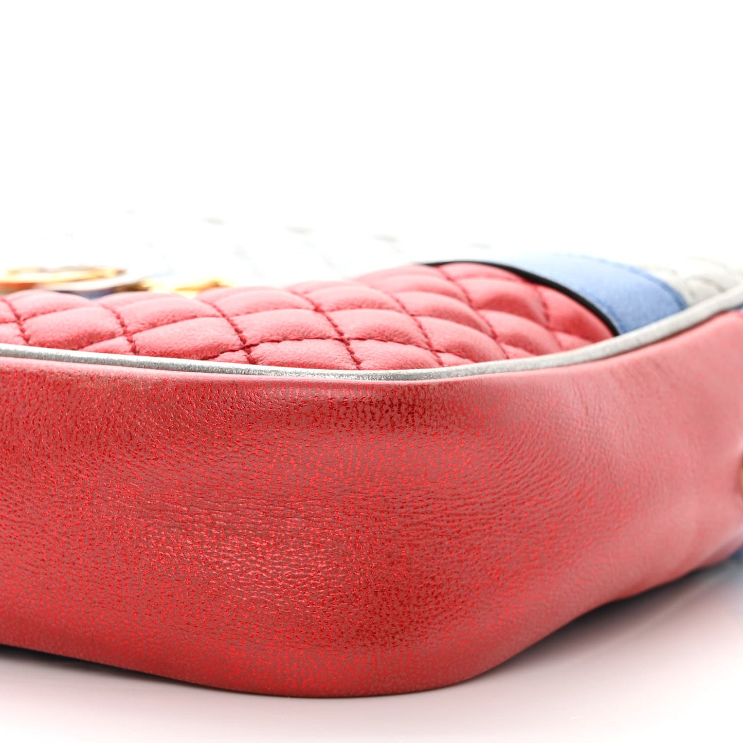 Laminated Nappa Trapuntata Small Zumi Shoulder Bag Rosso Marine Argento